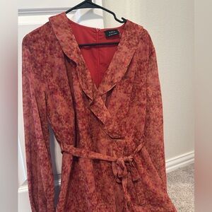 VICI Red Floral Ruffle Dress